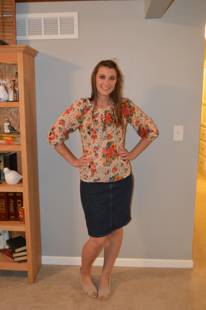 Thrifted Flowered Blouse and Skirt